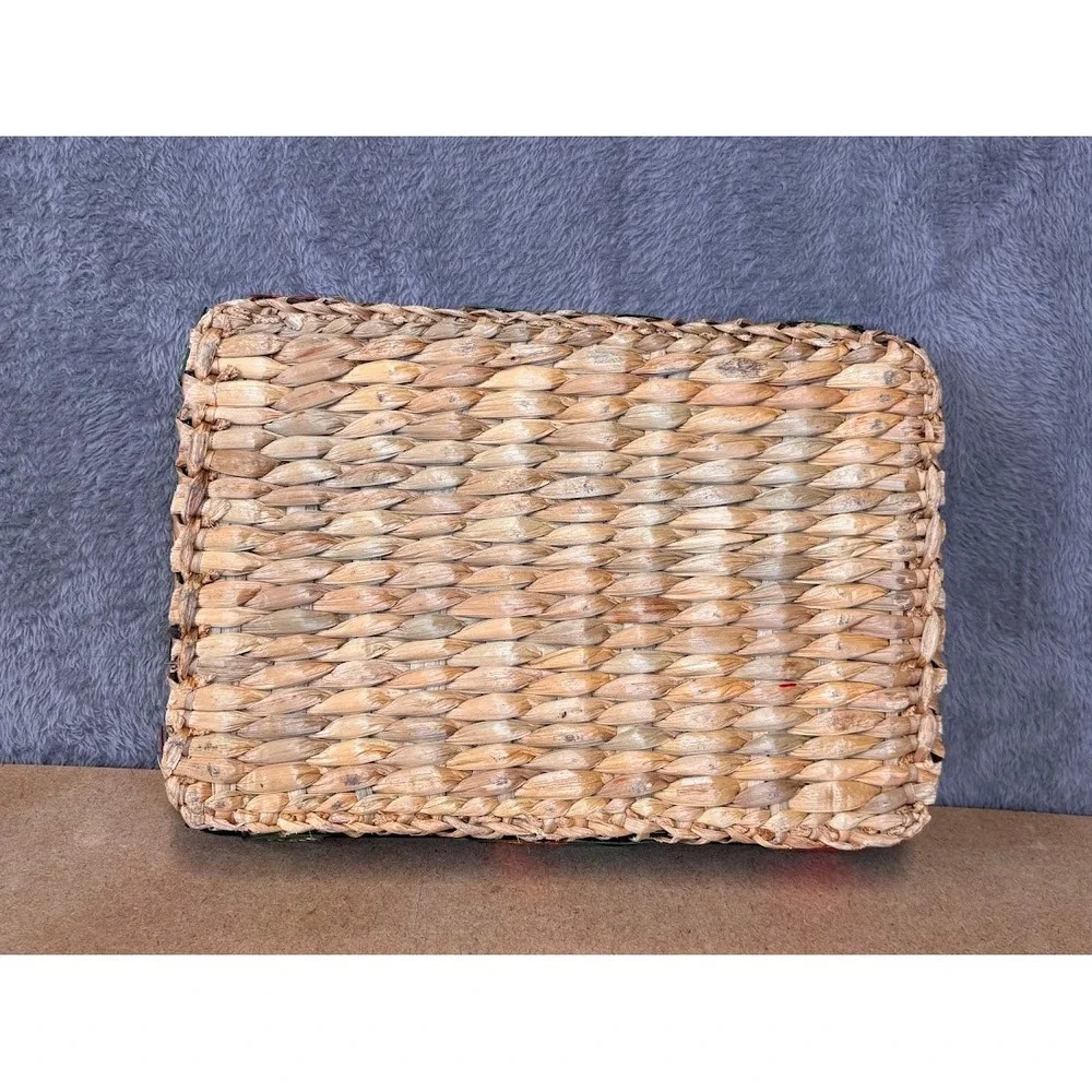 Vintage 9x13 Glass Baking Pan 3 Qt with Woven Basket Metal Vegetable Carrier USA